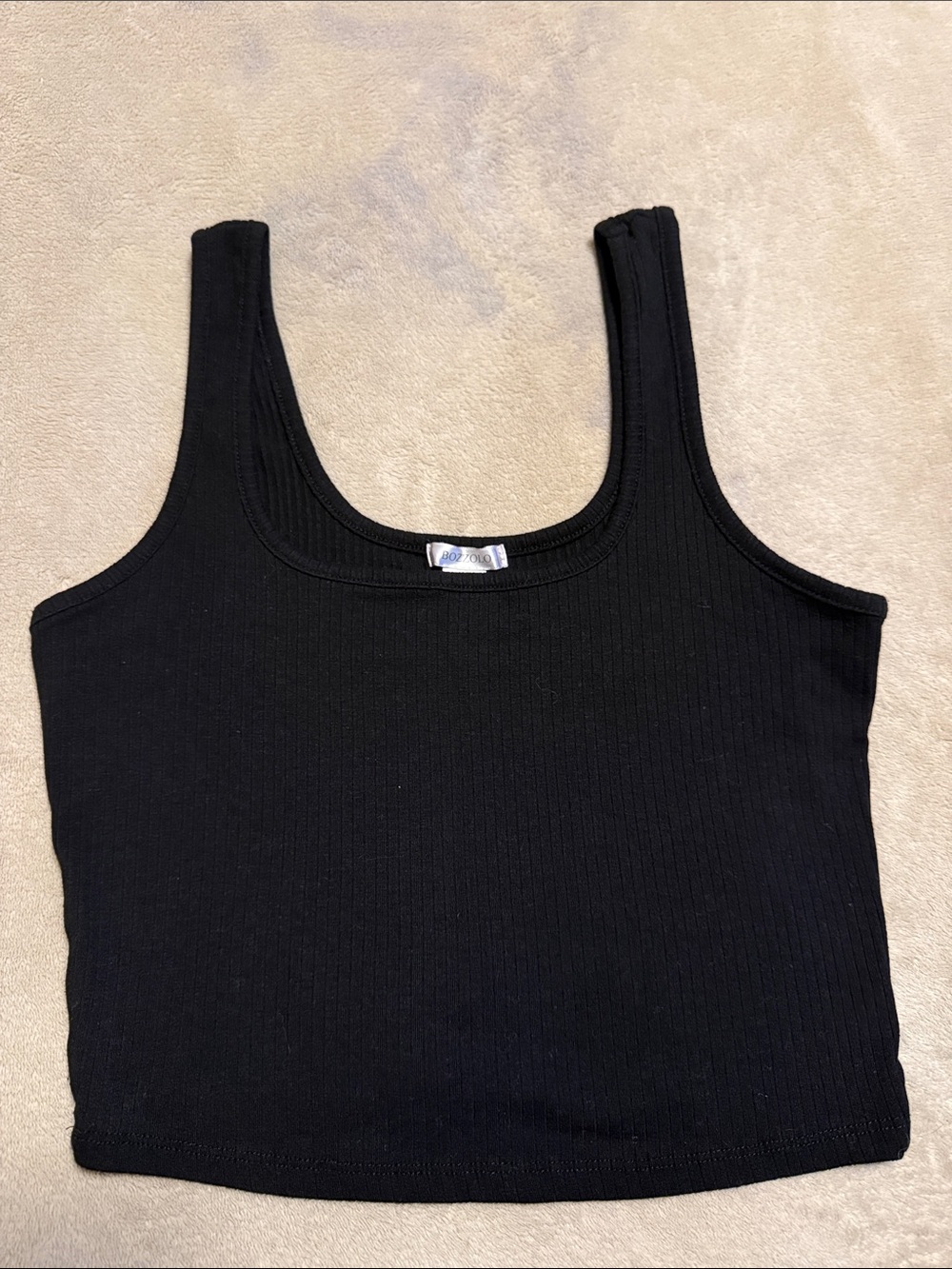 Bozzolo Black Ribbed Cropped Tank